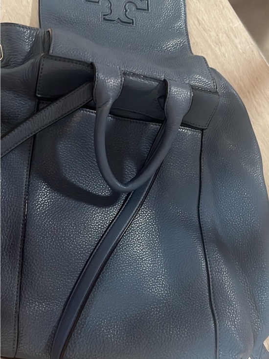 Tory Burch Navy Pebbled Leather Drawstring Backpack main image 7